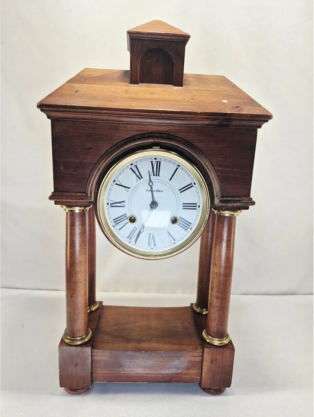 Vintage Ethan Allen wood manual clock